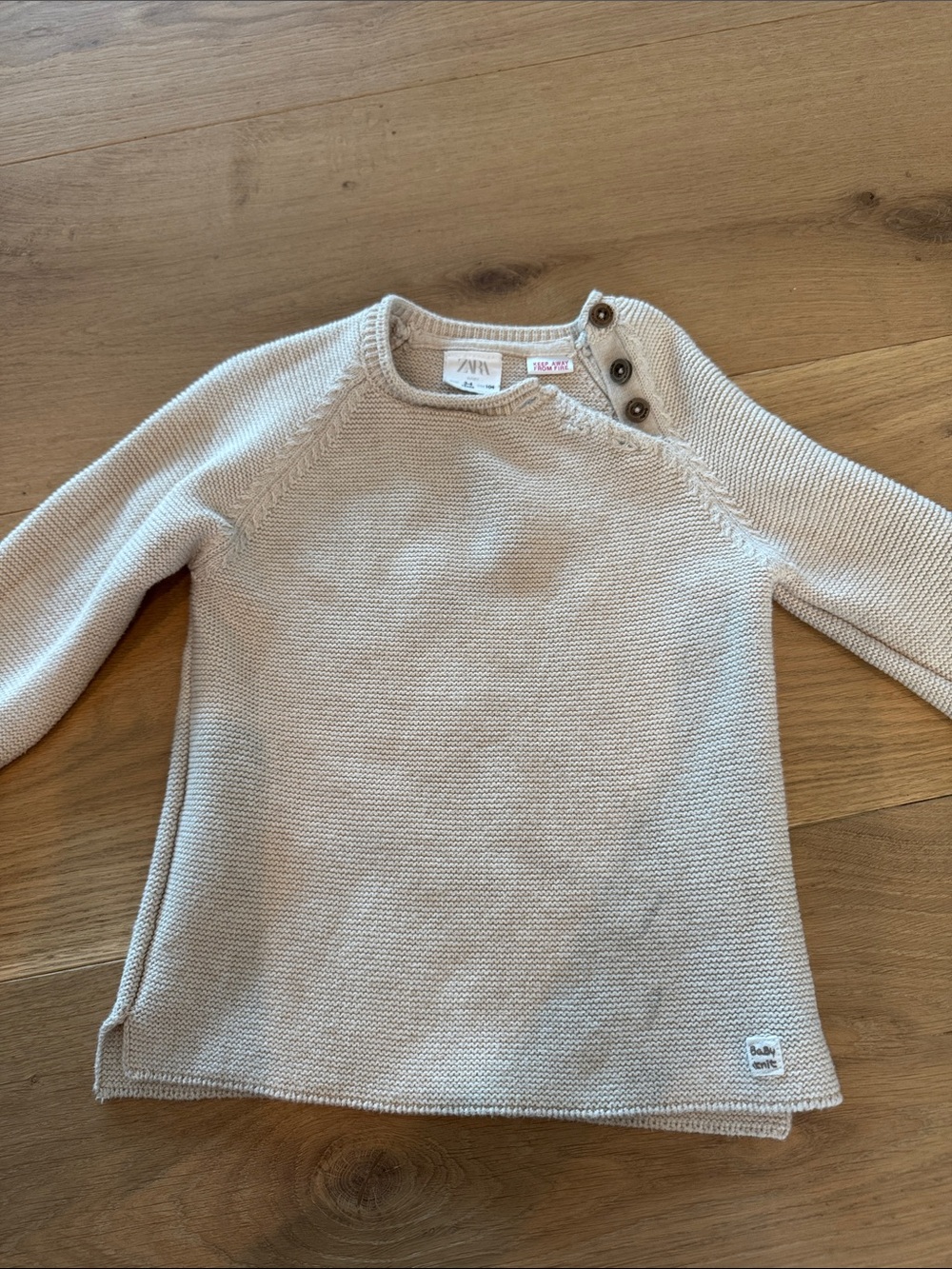 Zara Cream Knit Baby Sweater with Shoulder Buttons